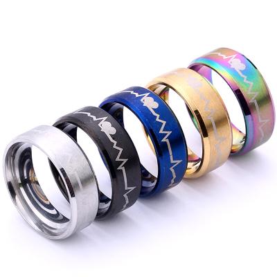 China Wholesale Stainless Steel Ring Finger Couple Rings Fashion Heartbeat CLASSIC for sale