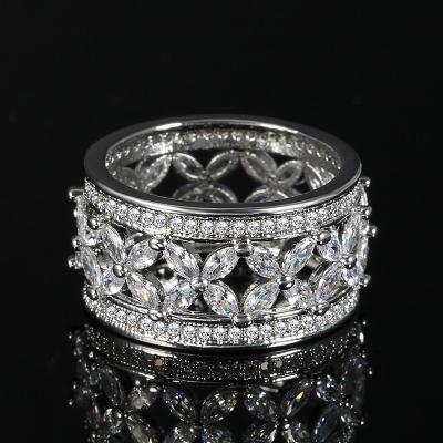 China CLASSIC Fashion Luxury Hollow Bow Shape Three Row Zircon Ring Jewelry Rings for sale