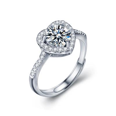 China CLASSIC Adjustable Engagement Ring Silver Jewelry Moissanite Halo Ring Engagement Wedding Moissanite Ring from 1ct Moissanite for sale