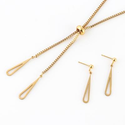 China TRENDY Wholesale 18K Gold Plated Stainless Steel Tassels Necklace Earrings Brazilian Jewelry Set For Women for sale