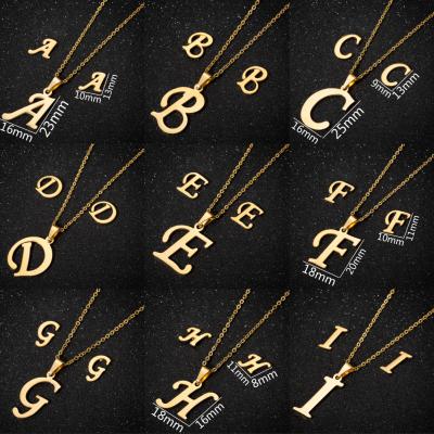 China TRENDY Dubai High Quality Gold Plated Stainless Steel A To Z Letter Initial Necklace Earrings Pendant Jewelry Set For Women for sale