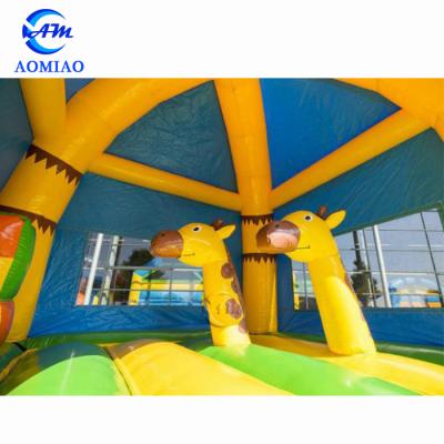 China PVC Inflatable Bouncy Giraffe Castle With Inflatable Combo Slide Bouncers for sale