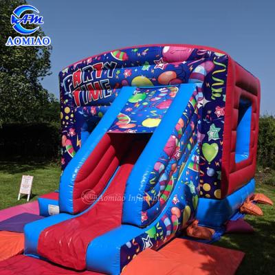 China PVC Kids Party Time Inflatable Bouncer With Slide PVC Inflatable Castle With Slide for sale