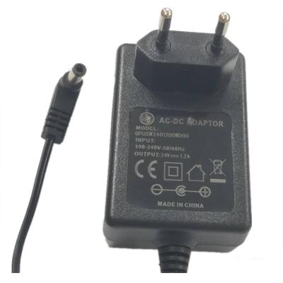 China Electronic Products AC DC Power Supply 24V 1.2A With UK/US/EU Plug Customized Power Adapter for sale