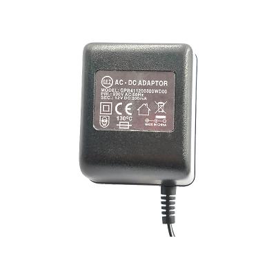 China UK Long Life 230V AC 50HZ Plug 12V Linear DC 300 mA Power Adapter for sale