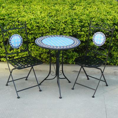 China EUROPEAN Amazon cheap iron garden mosaic table and chair hot selling outdoor PATIO SET for sale