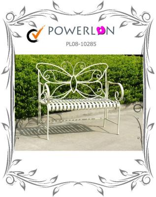 China Sale Traditional Antique Outdoor Garden Backyard Folding Wrought Iron Butterfly Shape Outdoor Bench for sale