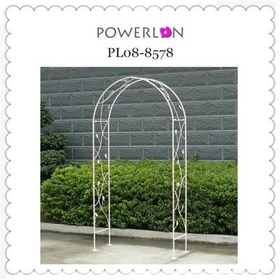 China Popular Easily Assembled High Quality Design Wrought Iron Sleek White Arch For Backyard for sale