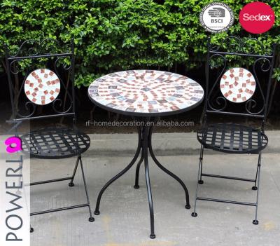 China Collapsible Folding Wrought Iron Mosaic Outdoor Garden Furniture for sale