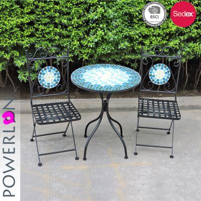 China Patio Set Foldable Hot Selling Garden Furniture Mosaic Set Foldable Table And Chairs for sale