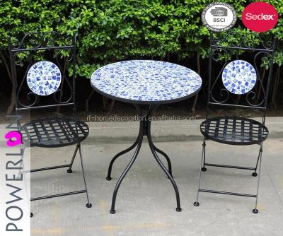 China Plegable Wrought Iron Mosaic Folding Garden Furniture Folding Outdoor Mesa for sale