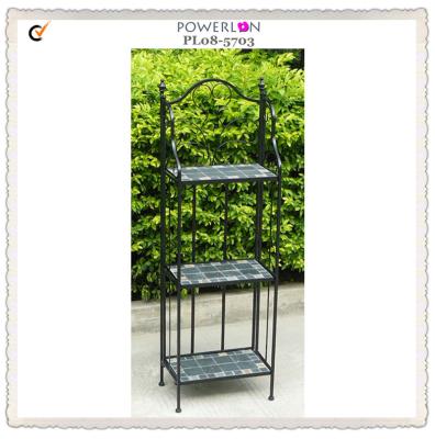 China Bookcase metal and mosaic four layers folding flower shelf, bookshelf, flower rack, newspaper rack for sale