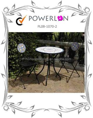 China New arrival traditional metal garden mosaic furniture folding table and chair for garden for sale