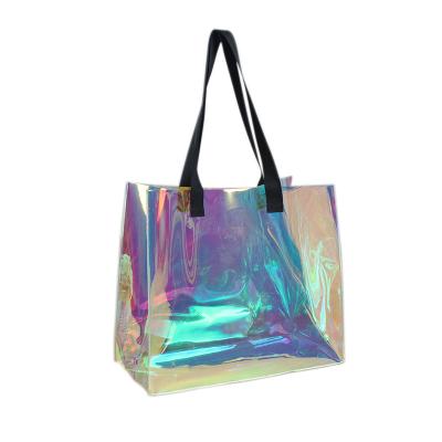 China Multifunctional Portable Fashion Handled Carry Custom Logo Wholesale Gift Tote Pvc Color Bag for sale