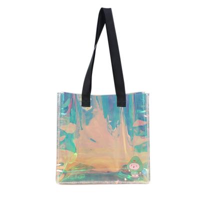 China Hot Sale Portable Colorful Garment Packaging Handled Shopping Clothes PVC Handled Tote Bag for sale