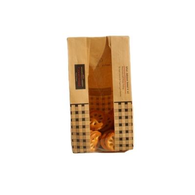 China Gift & Craft Food Packaging Cookie Bread Pouch Kraft Paper Top Selling Bag With Clear Window for sale