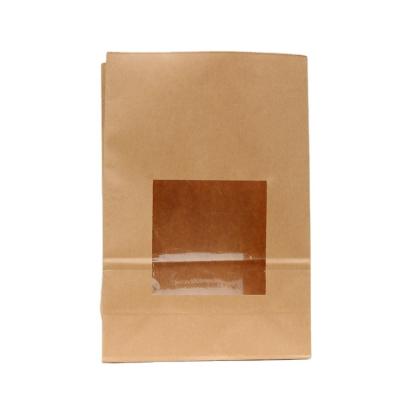 China Gift & Custom Brown Craft Without Handle Window Cookie Packaging Flat Bottom Kraft Paper Bag for sale