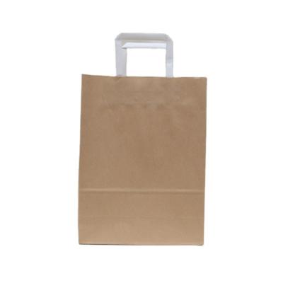 China Gift & Craft Kraft Paper Good Quality Waterproof Eco Friendly Small Shopping Bags With Flat Handles for sale