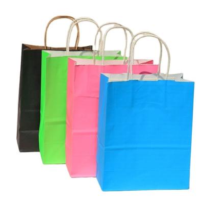 China Gift & Good Quality Tote Shopping Packaging Cheap Craft Kraft Paper Bags Colorful With Handle for sale