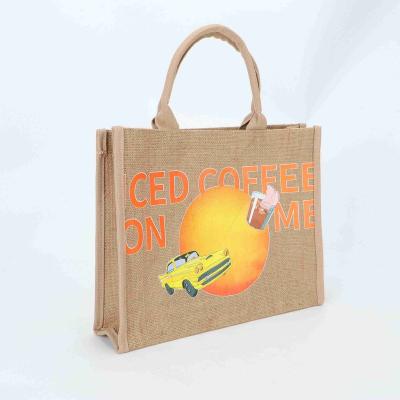 China Special Fashion Design Jute Beach Bag Widely Used Handbag Canvas Shopping Bag for sale