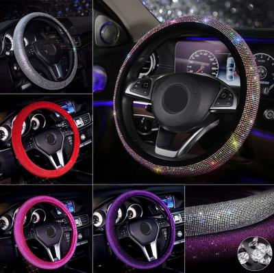 China Diamond Steering Wheel Cover For Bling Bling Crystal Diamond Sparkling Car SUV Wheel Protector Universal For Men Women Fit 15 Inch for sale