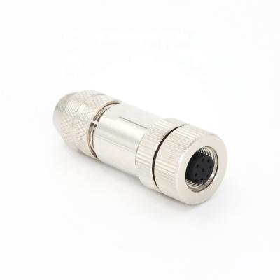 China Metall M12 8 Stift weiblicher Stecker IEC 61076-2-101 Feldmontiert zu verkaufen