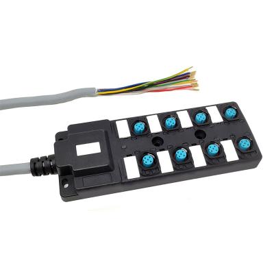 China Dual Channel Industrial Distribution Box 8 Port NPN Junction Box For M12 for sale