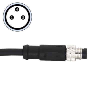 China Pre Assembled M8 Male Connector 3 Pin With Cable Straight A Code PVC for sale