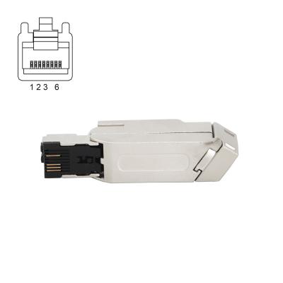 China Fast Connect RJ45 Connector Plug 145 Metalen behuizing 4Pin 100MBit/S Te koop