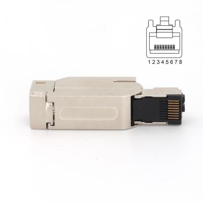 China RJ45 Draadloze veldassemblage connector rechtstreekse 8 pin metalen behuizing Te koop