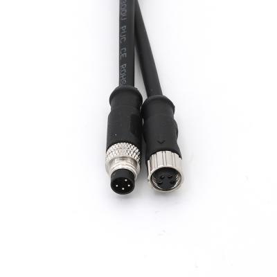 China PVC afgeschermd mannelijk M8 aansluiting 4 pin met gegoten kabel rechtstreeks A code Te koop