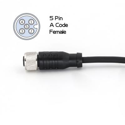 China Conector femenino de PVC M12 de 5 pines con cable moldeado cable recto preensamblado en venta