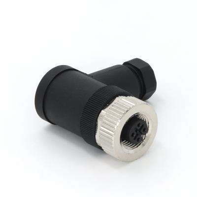 China M12 Circular Connector 5 Pin A Code Screw Locking Plug Female ​Angled for sale