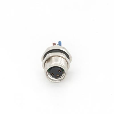 China M8 Panel Mount Connector 0.5m Pre-Wired Female Front Mounting Straight 3 Pin A Code for sale