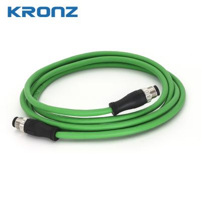 China M12-Anschlussvormontiertes IE-Kabel für Ethernet/IP-Schutz 4/8-Pin-D-Codierung zu verkaufen