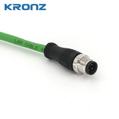 China M12 IE Connector Industrial Male Circular Connectors D-Code 4 Pin Lan Kabelconnector Te koop