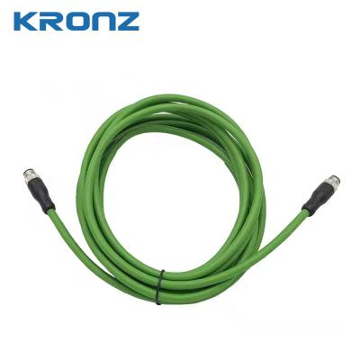 China Conector de cable de escudo IE M12 4 pines D de codificación Conector circular masculino en venta