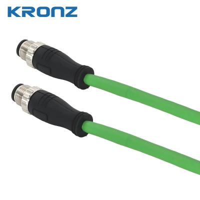 China M12 IE Conector PUR Drag Chain Verde Cable Ethernet de doble escudo de 4 pines Conector en venta