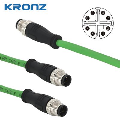 China M12 Connector met voorgeassembleerde IE-kabel 5 meter 4×2×0,14 afgeschermd 26AWG LAN 8 pin Te koop