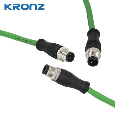 China LAN M12 Stecker Wasserdichtes IE-Kabel für Ethernet mit 8-Pin-A-Codierung 4 x 2 x 26AWG PVC zu verkaufen