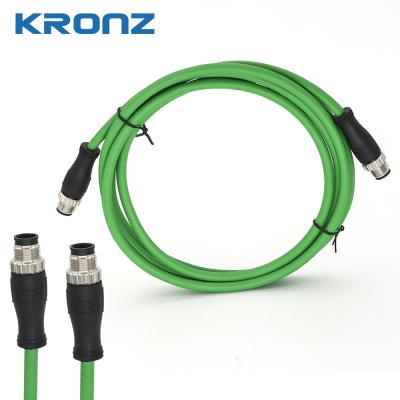 중국 M12 이더넷/IP 보호 케이블 커넥터 X 코드 0.5A 50V 듀얼 보호 24AWG PVC 케이블 판매용