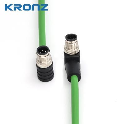 China M12 Connector Profinet PVC Shielded Cable 4 Pin D-code Pre-assembled Circular Connector for sale