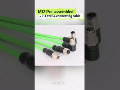 M12 IE Connectors 8 Pin X Code Cat6A 26AWG Female to Male PVC Drag Chain Shielded