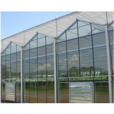 China Stable Structure Easily Assembled Agricultural Material Aluminum Alloy Glass Frame Multi-Span Greenhouses for sale