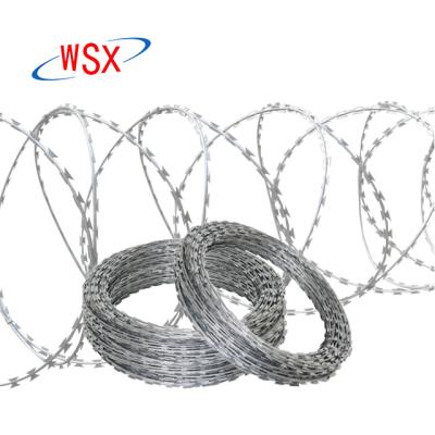 China High security area supplier stainless steel cross bto-22 coil and cbt65 razor wire coils sharp mesh fence for anti climb security fencing for sale