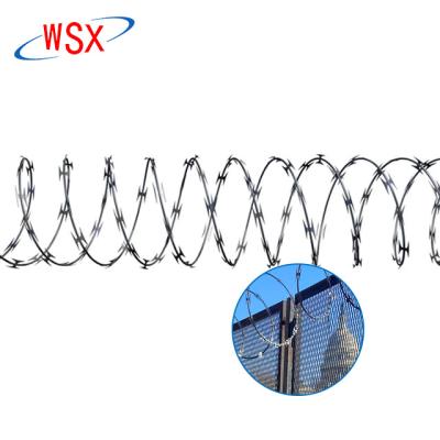 China Prison Concertina Razor Wire For Pakistan Concertina Razor Barbed Wire With Paddle for sale