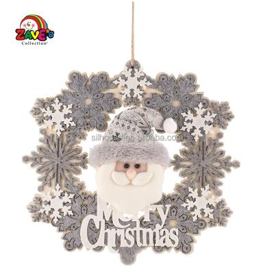 China Cute Wooden and Plush Decoration Garland with Santa Felt Applique in the Home for Holiday Seanal Gift for sale