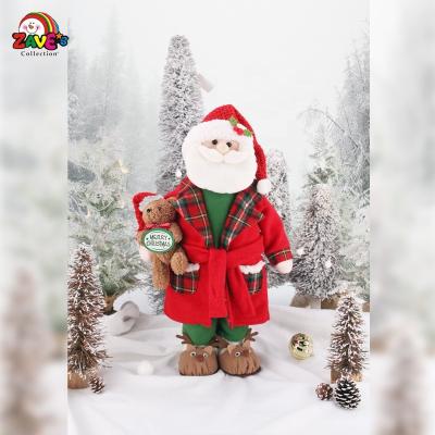 China Sweetly 22in Santa Standing In Dress With TeddyBear Gorgeous Holiday Christmas Supplies Indoor Wholesale for sale