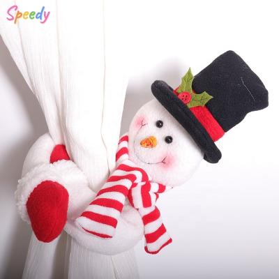 China New Christmas Snowman Santa Claus Supplies Plush Decorative Gifts Curtain Single Buckle Decoration for sale