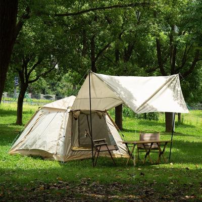 China Extended Type Outdoor Thickened Camping Picnic Camping 2 Tents Equipment Waterproof Outdoor 3-Piece Camping Family Tent Yurt Tent for sale